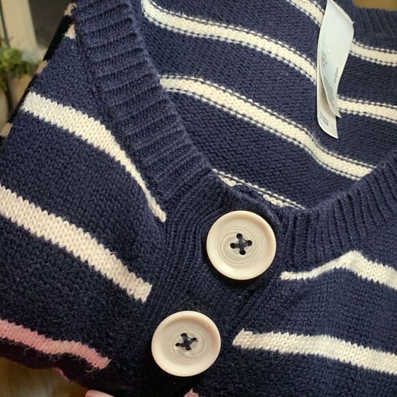 Liz & Co Size Large 3/4 sleeve pullover navy/white stripe sweater - Picture 10 of 10